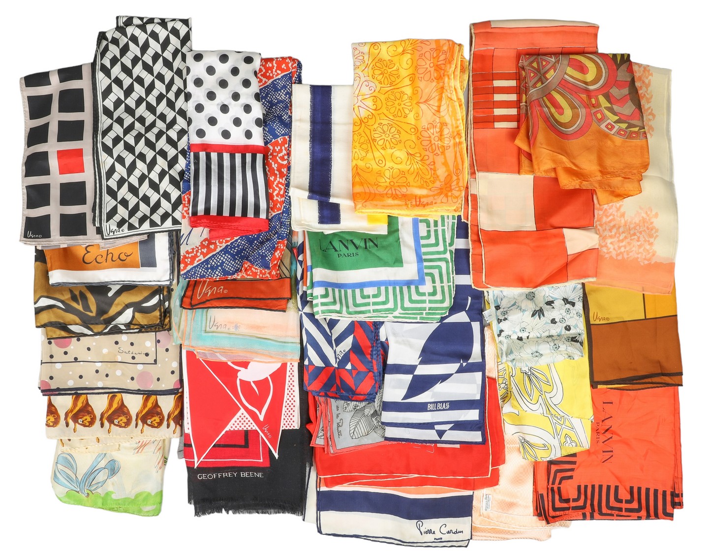 Appraisal: Vintage and designer scarves to include silk Lanvin Paris scarves