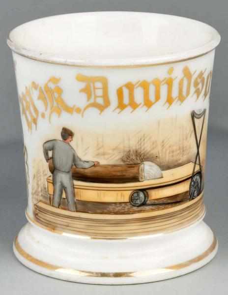 Appraisal: Sawmill Operator Shaving Mug Description Gilt name W K Davidson