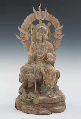 Appraisal: Another Carved Wood Sculpture of Buddha Chinese Carved from a