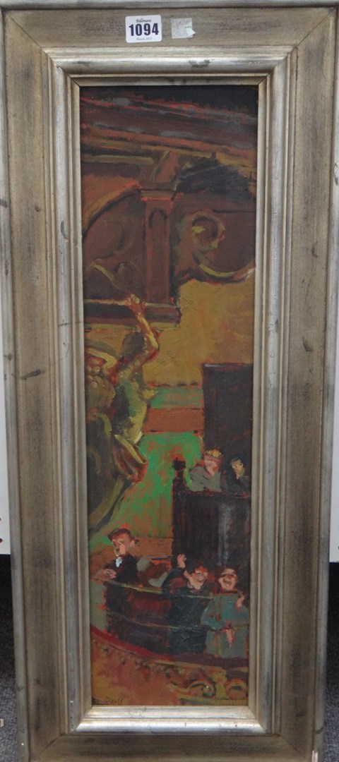 Appraisal: Brian Davis th century At the Theatre oil on board