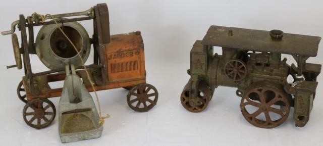 Appraisal: ANTIQUE CAST IRON TOYS TO INCLUDE KENTO JAEGERCEMENT MIXER WORKING