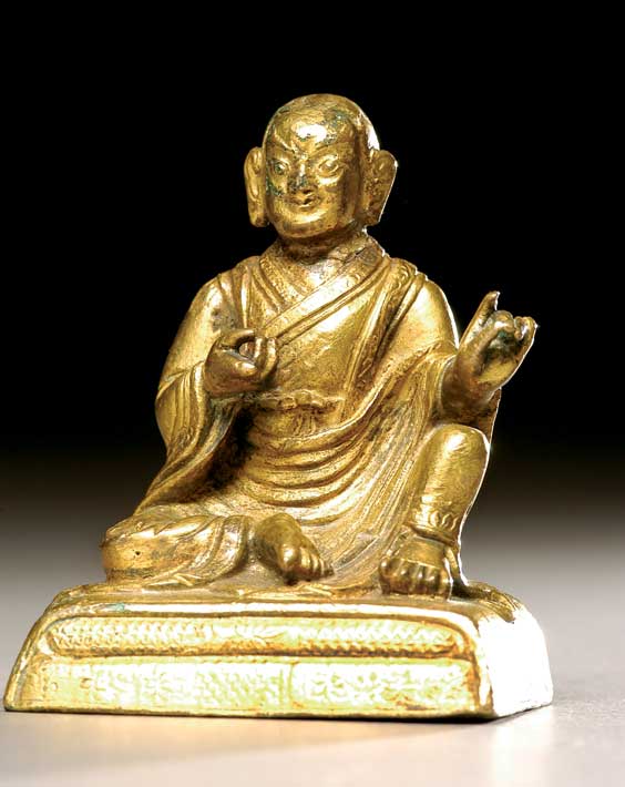 Appraisal: ANTIQUE SINO-TIBETAN GILT BRONZE Small antique Sino-Tibetan gilt bronze model