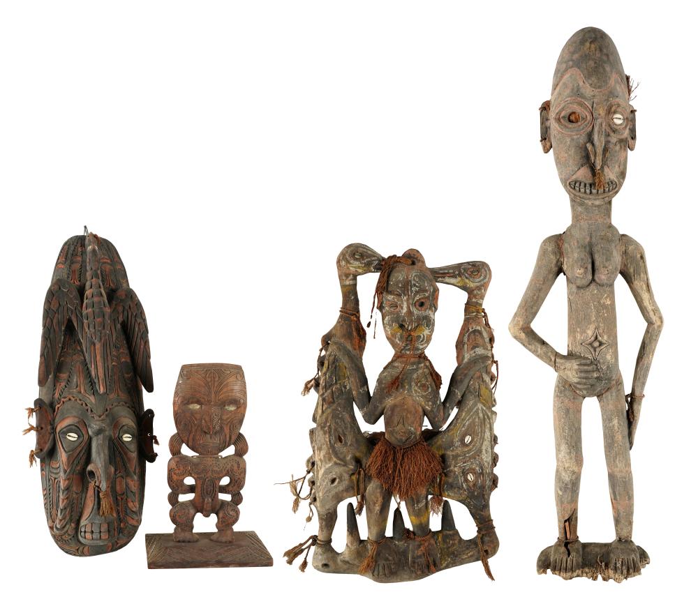 Appraisal: COLLECTION OF FOUR PRIMITIVE WOOD CARVINGSCondition one shell missing from