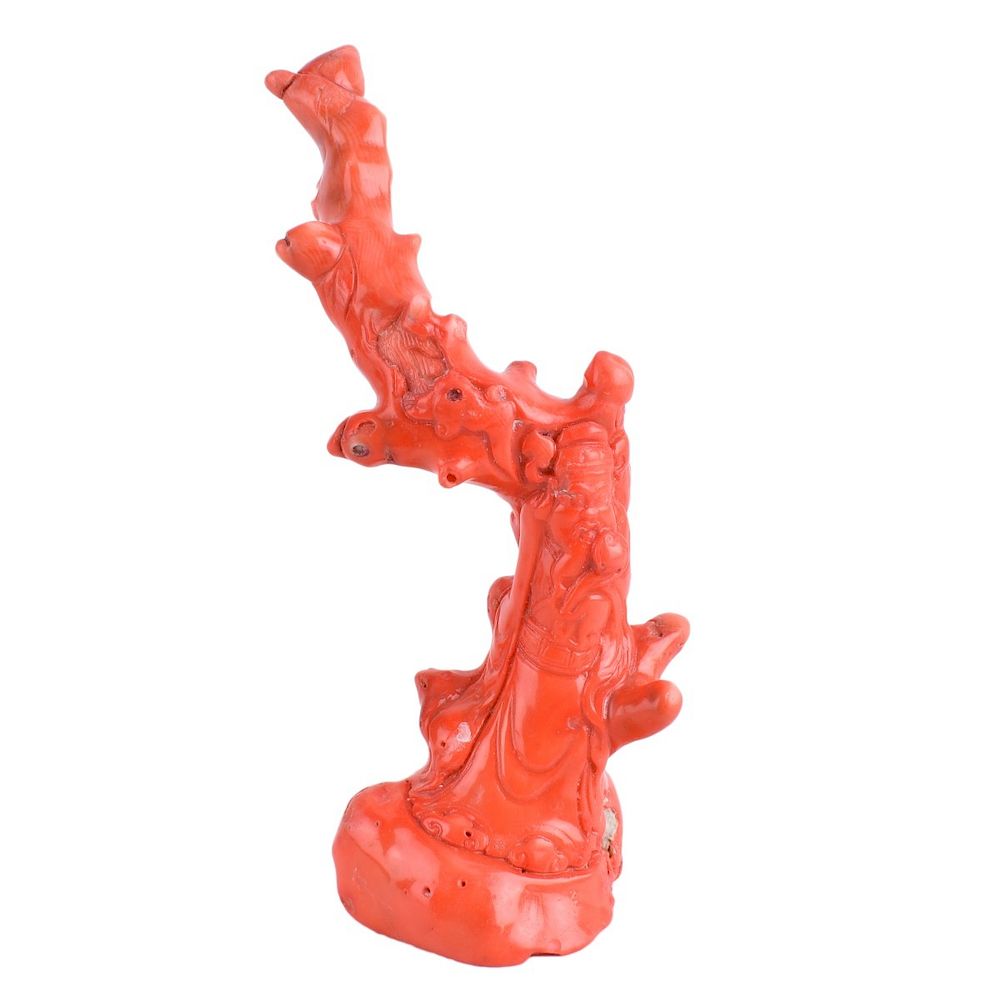 Appraisal: Coral Sculpture Chinese Red dyed Coral Sculpture Unsigned Measures -