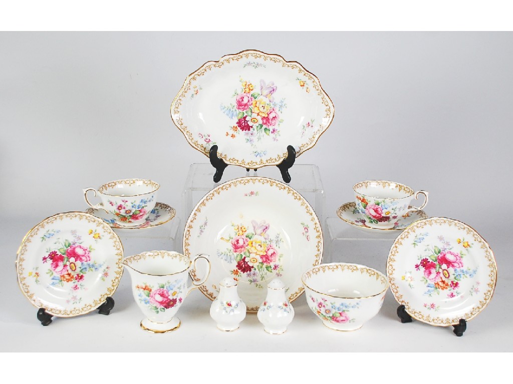 Appraisal: SIXTY PIECE CROWN STAFFORDSHIRE 'ENGLANDS BOUQUET' PATTERN CHINA TEA SET