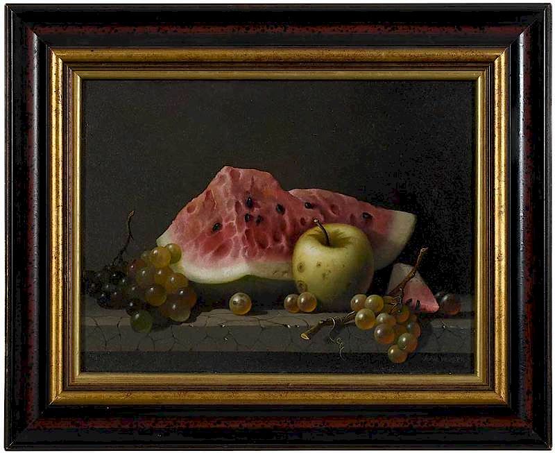 Appraisal: John Yerger American - Still Life with Watermelon Apples and