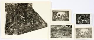 Appraisal: STEVEN HAZARD ETCHINGS STEVEN HAZARD ETCHINGS God and Mammon etching