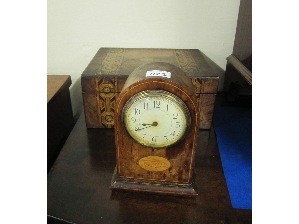 Appraisal: Edwardian mantel clock and a Victorian walnut inlaid box