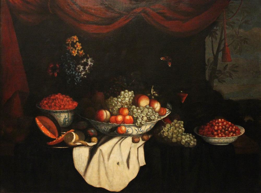 Appraisal: AMERICAN SCHOOL TH CENTURY STILL LIFE Oil on canvas x