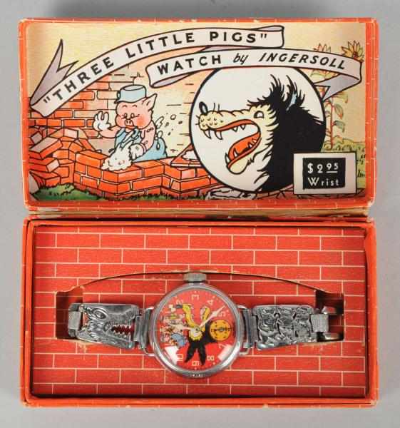 Appraisal: Disney Three Little Pigs Character Wrist Watch Circa Made by