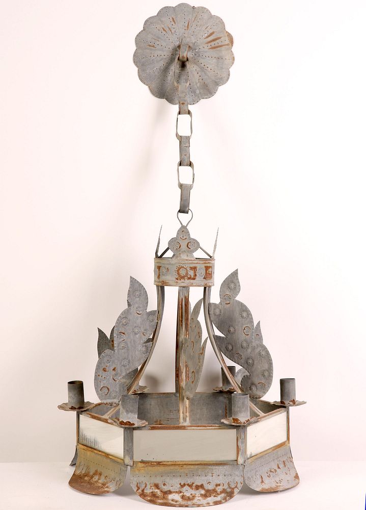 Appraisal: Painted Tin Chandelier ca School of Isleta Tinsmith Painted Tin