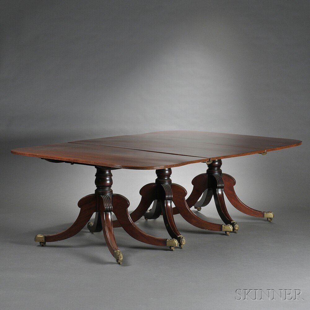 Appraisal: George III Mahogany Triple Pedestal Dining Table early th century