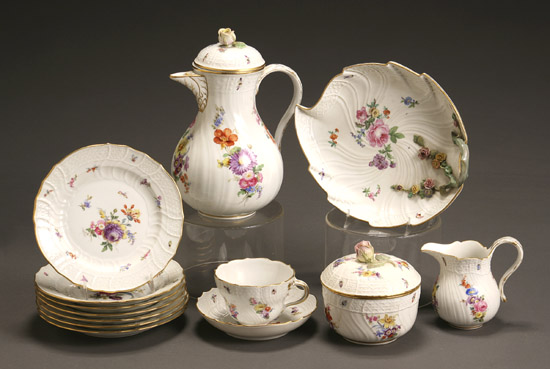 Appraisal: Meissen 'Deutsche Blumen' Dessert Set Late th-Early th Century Consisting