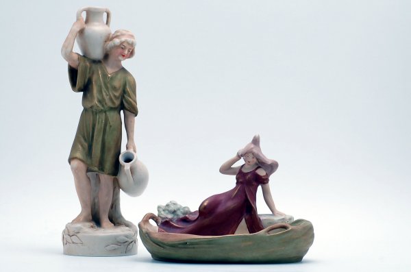 Appraisal: Two Royal Dux figurines one with figure with two jugs