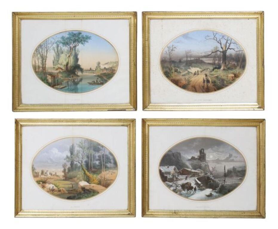 Appraisal: lot of Framed color lithographs on paper after Emile Dardoize