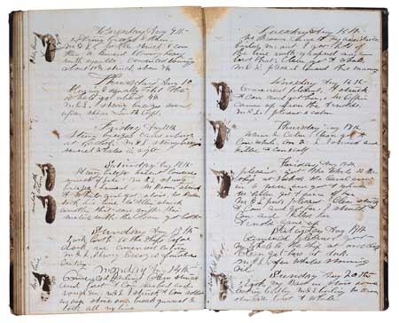 Appraisal: WHALING Manuscript journal kept aboard the whaling bark Louisa Illustrated