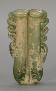 Appraisal: Roman glass Balsamarium having two tubes with looped handles nd-