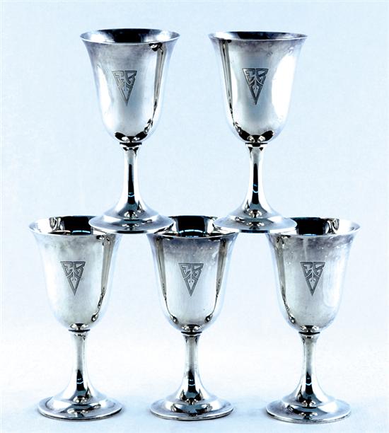 Appraisal: Set of Gorham sterling goblets pattern marked on underside including