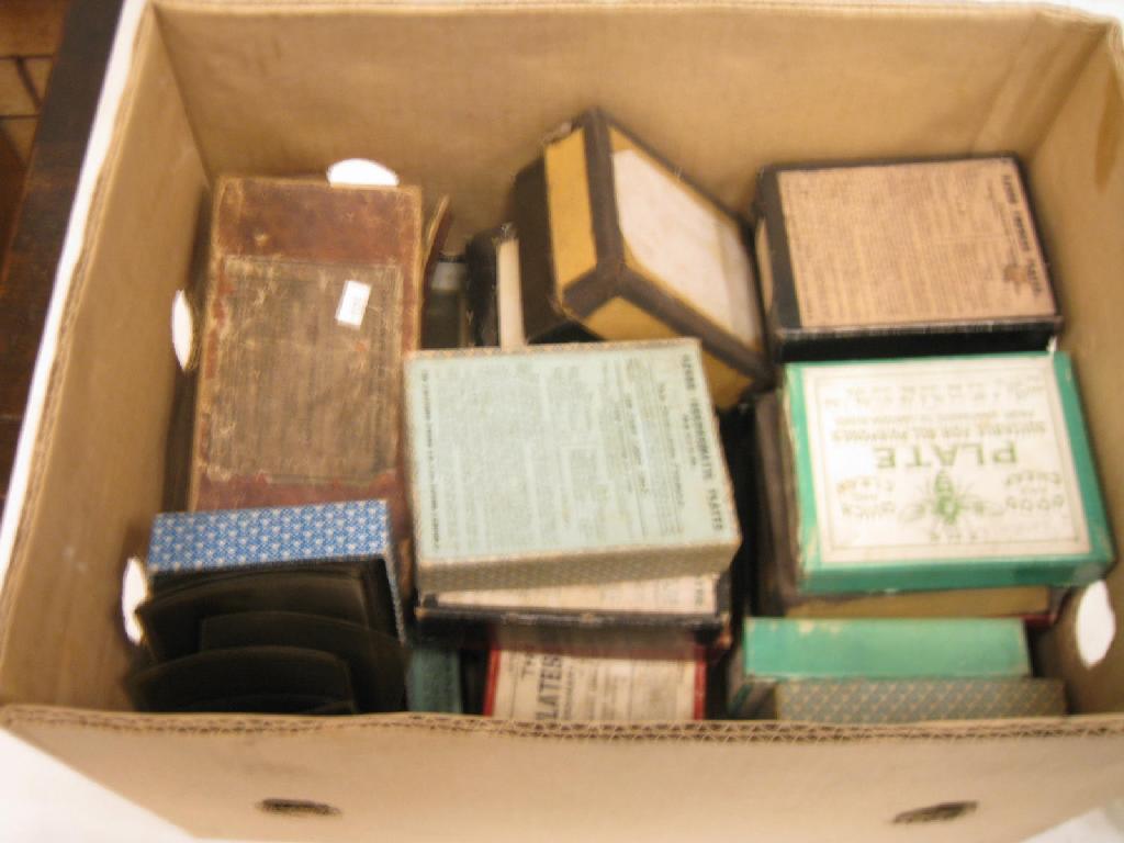 Appraisal: Quantity of late th Century boxed plate Negatives