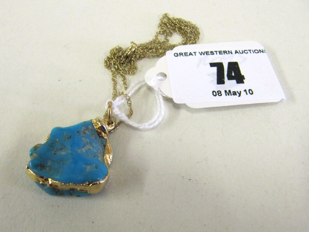 Appraisal: Turquoise pendant on ct gold neck chain