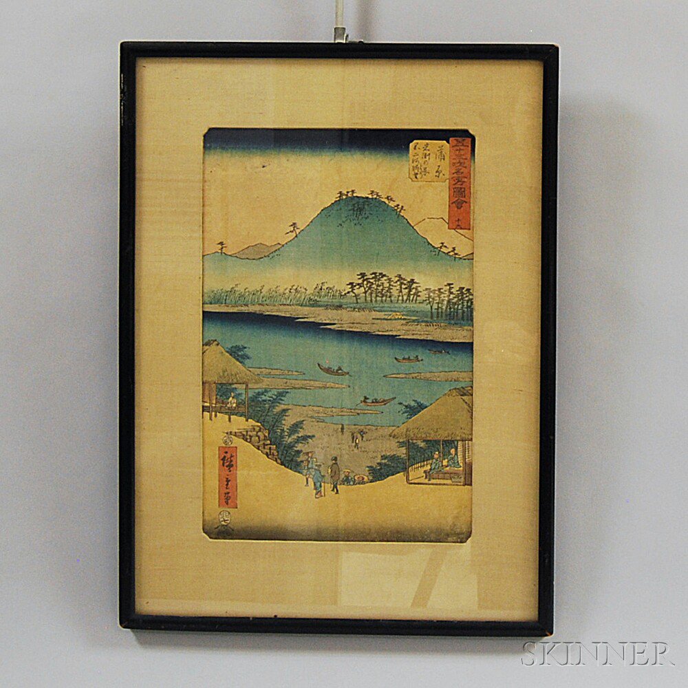 Appraisal: Hiroshige Woodblock View of Mt Fuji from Iwabuchi on Tokaido