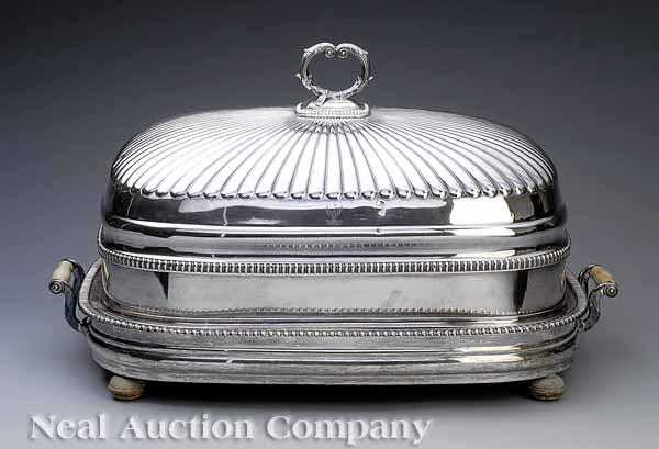 Appraisal: A Good Regency Sheffield Plate Meat Cover on Stand th