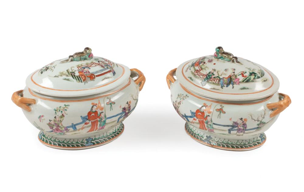 Appraisal: Pair of Chinese Export Famille Rose Porcelain Covered Tureens th