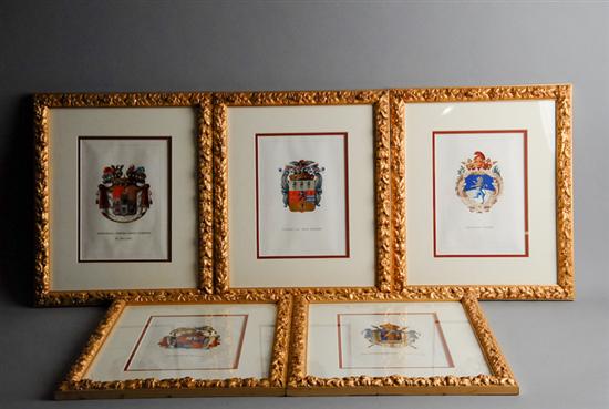 Appraisal: Eight Tettoni Saldini Lithographs of Crests of Italian Cities hand-colored