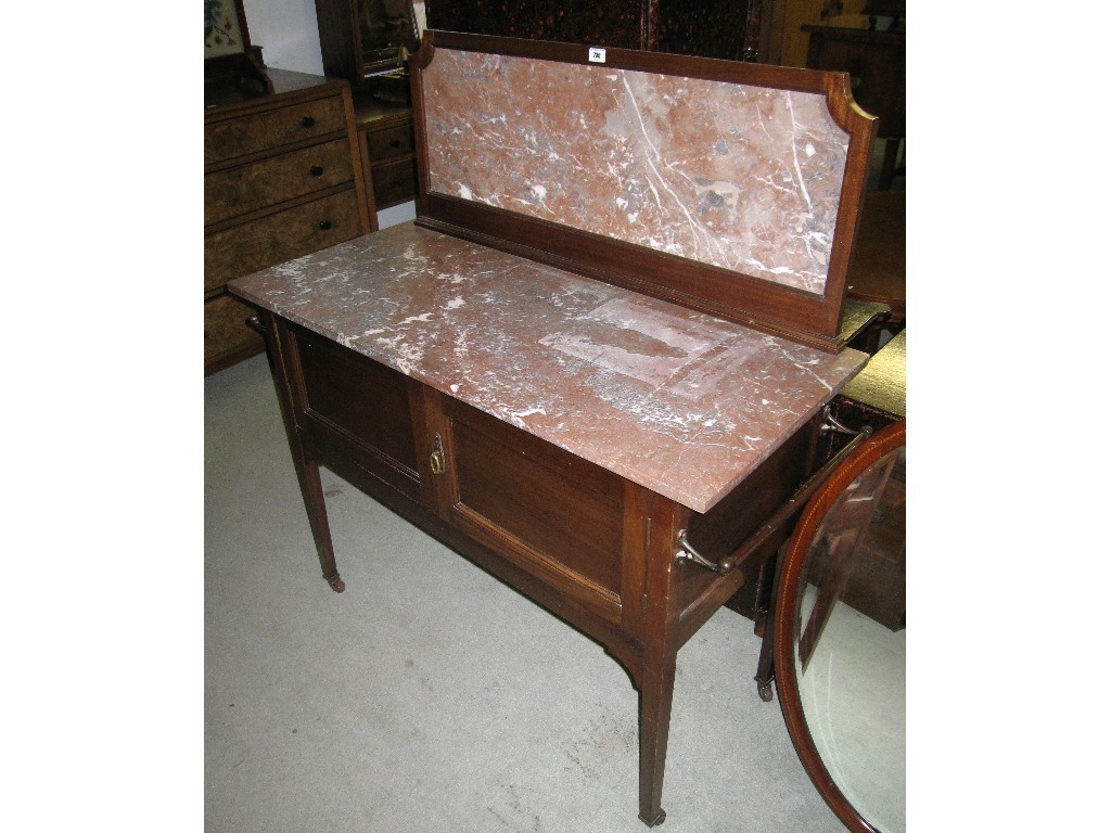 Appraisal: Lot comprising marble topped washstand and an oval wall mirror