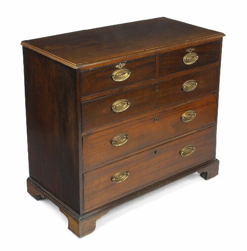 Appraisal: A George III mahogany chest the moulded rectangular top above