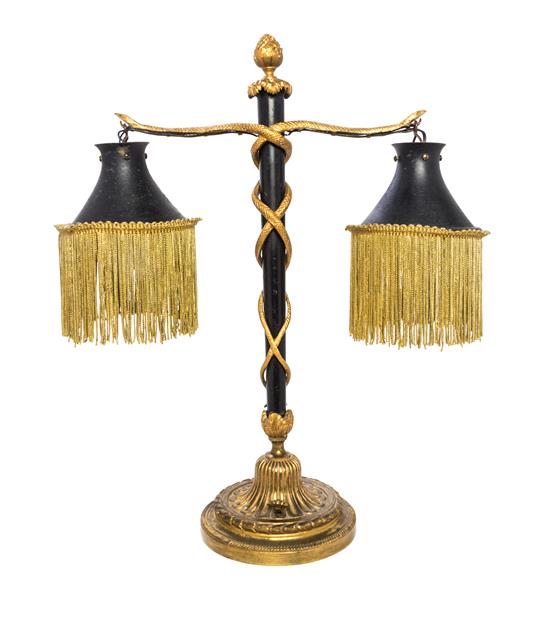 Appraisal: Sale Lot A Napoleon III Gilt Bronze Two-Light Lamp th