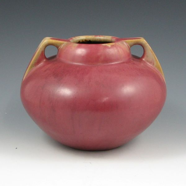 Appraisal: Fulper broad vase with handles finished in matte rose glaze