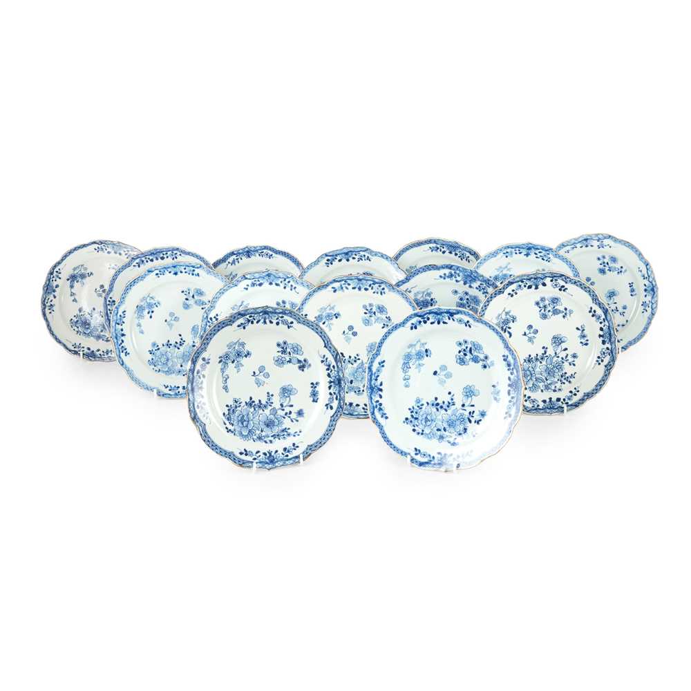 Appraisal: GROUP OF FOURTEEN BLUE AND WHITE DISHES QING DYNASTY TH-