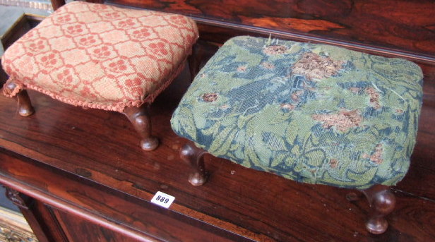 Appraisal: A pair of Victorian mahogany framed foot stools of serpentine