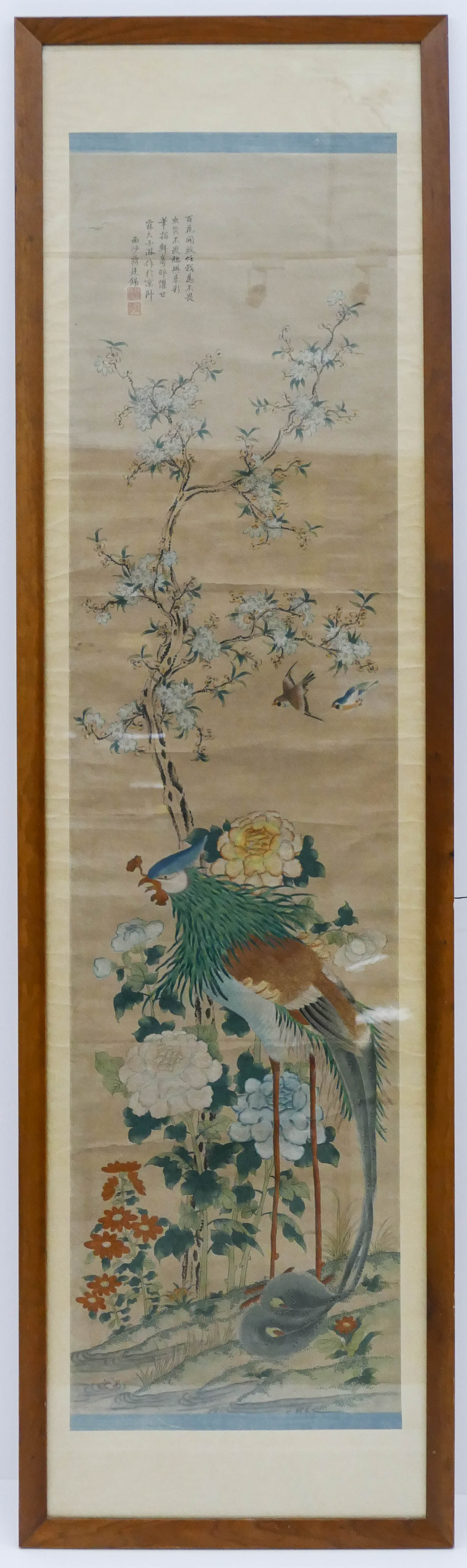 Appraisal: After Jiang Tin Xi - Chinese Phoenix Scroll Painting Framed