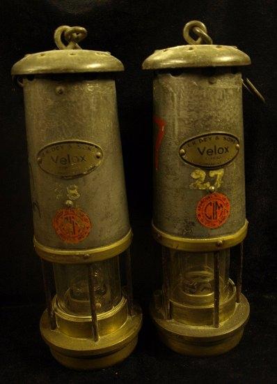 Appraisal: Two Velox Miner's lamps label of J K Dey Sons