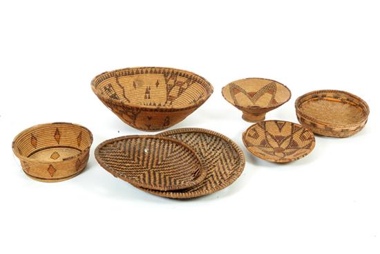 Appraisal: SEVEN BASKETS Angola - various grasses reeds and pigments Including