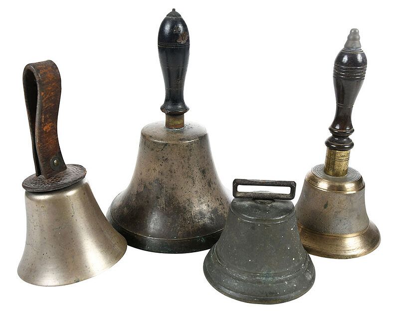 Appraisal: Group of Four Bronze Bells Continental th century of varying