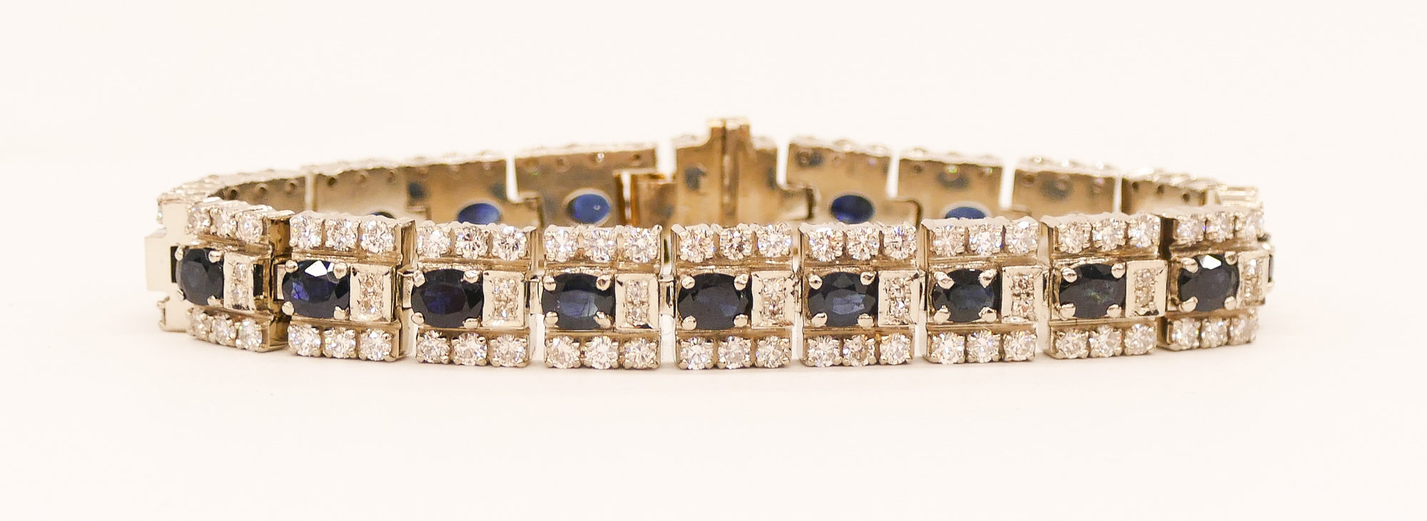 Appraisal: Lady's Platinum Sapphire Diamond Art Deco Cocktail Bracelet mm It