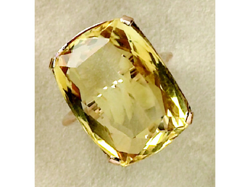 Appraisal: LEMON CITRINE RING Rose gold basket design ring with open