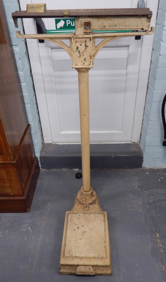 Appraisal: A set of chemist's weighing scales with brass gauge stamped