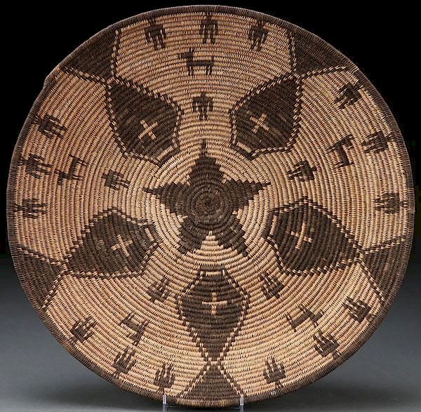 Appraisal: A GOOD APACHE BASKETRY WOVEN TRAY EARLY TH C A