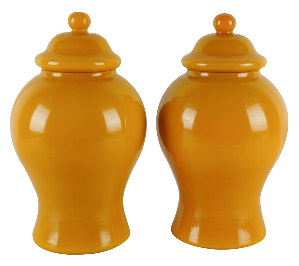 Appraisal: PAIR OF CHINESE YELLOW PEKING GLASS JARSone marked to underside