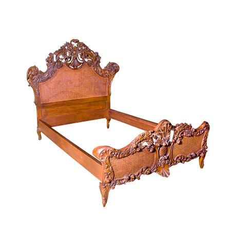 Appraisal: Continental Rococo Style Carved and Caned Bedstead Estimate -