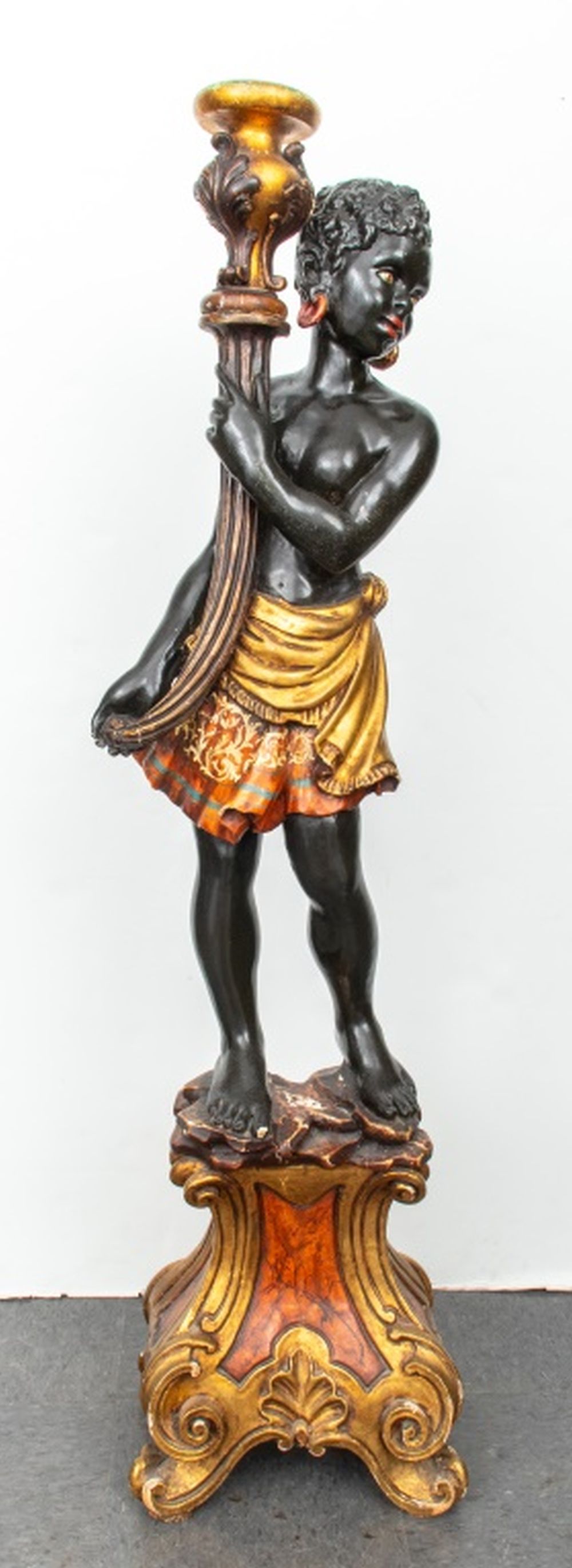 Appraisal: VIANELLO VENETIAN CARVED WOOD BLACKAMOOR FIGURE Vianello Bruno signed Venetian