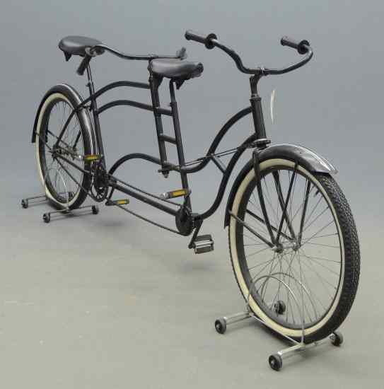 Appraisal: Prewar Schwinn tandem female - male configuration with rear steering