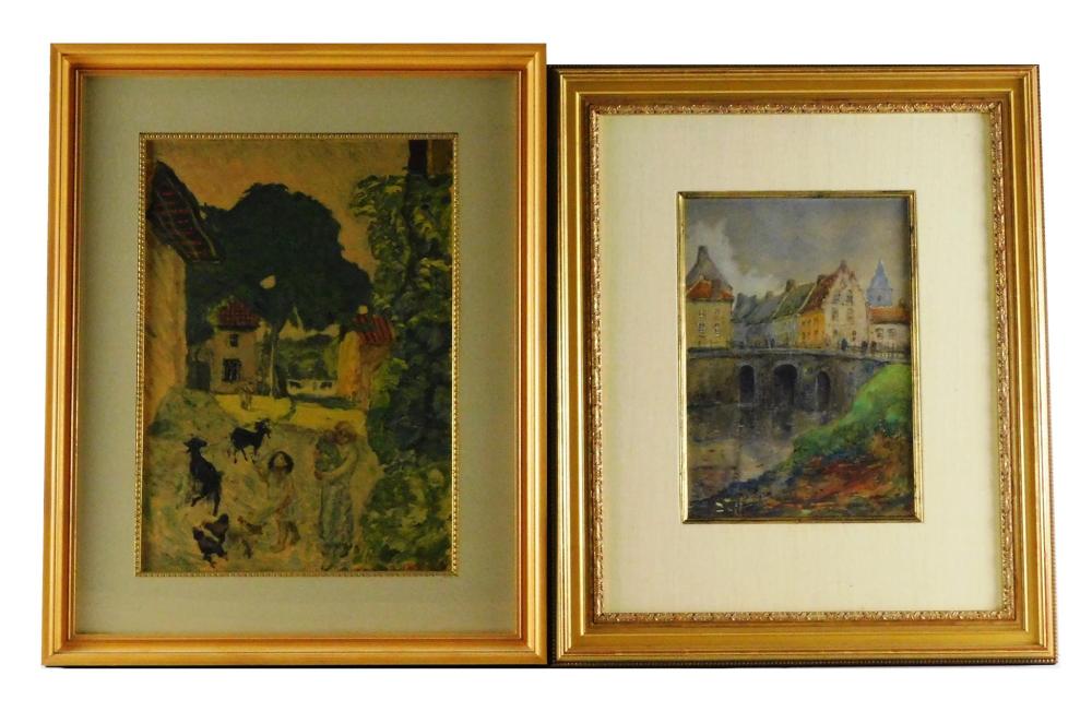 Appraisal: Two framed pieces of art one by Charles Celestin Jacquet