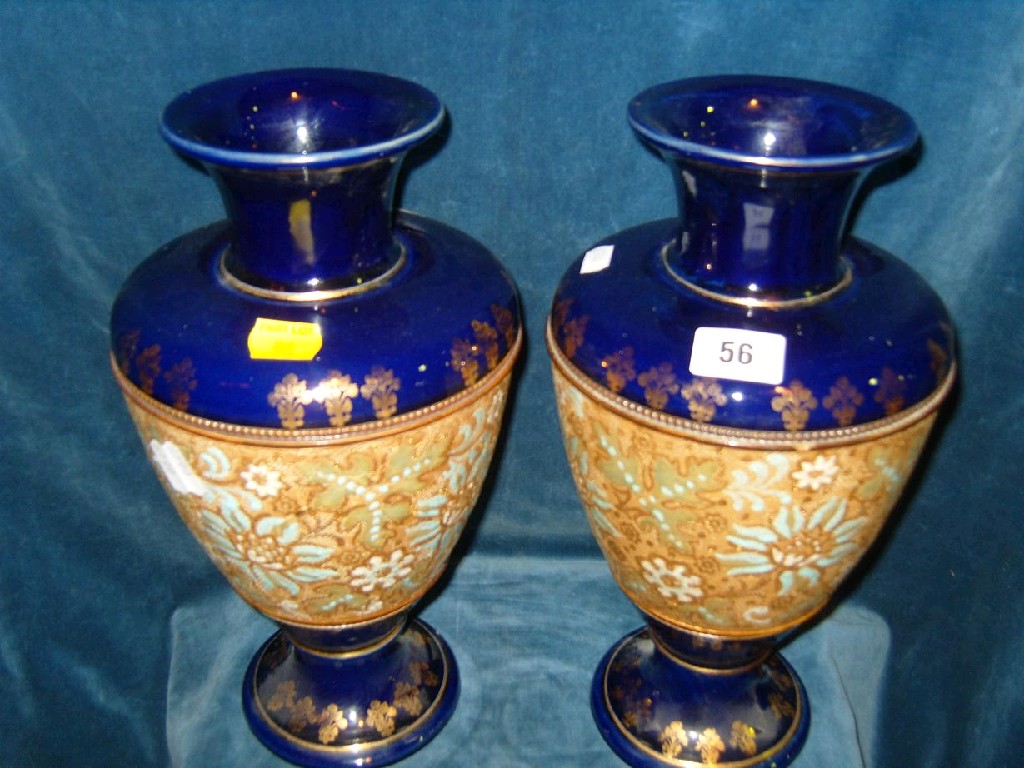 Appraisal: A pair of large blue ground Royal Doulton Silicon Ware