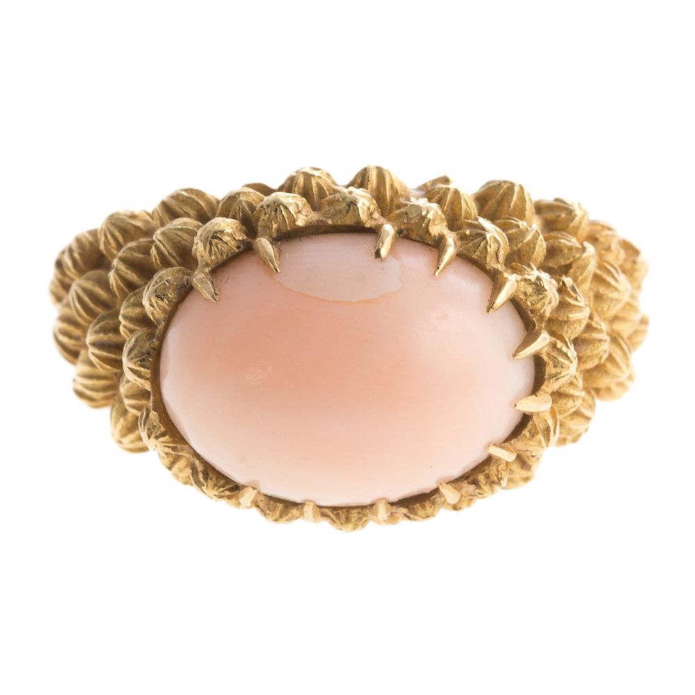 Appraisal: A Ladies K Angel Skin Coral Dome Ring K yellow