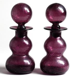 Appraisal: Pair of Amethyst Blown Glass Bottles Possibly Italian the waisted